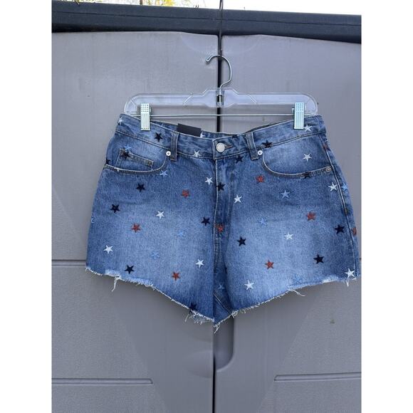 Blank NYC The Barrow Vintage High Rise Stars Embroidered Jean Shorts Sz 28 USA - Picture 3 of 16